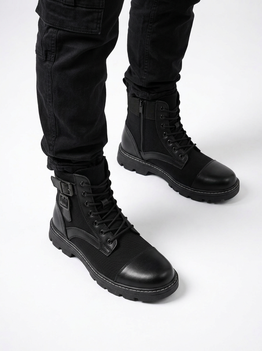Men’s Combat Boots Mid Top Lace Up