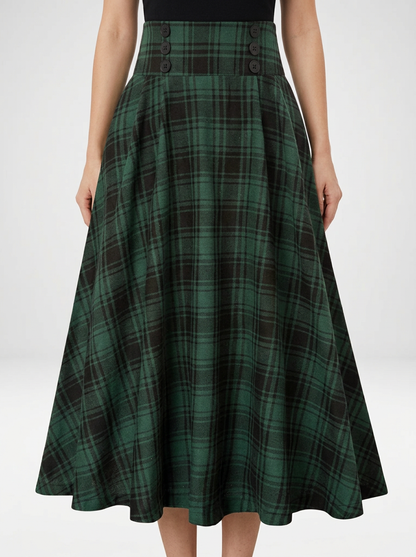Plaid Midi Skirt A Line Silhouette