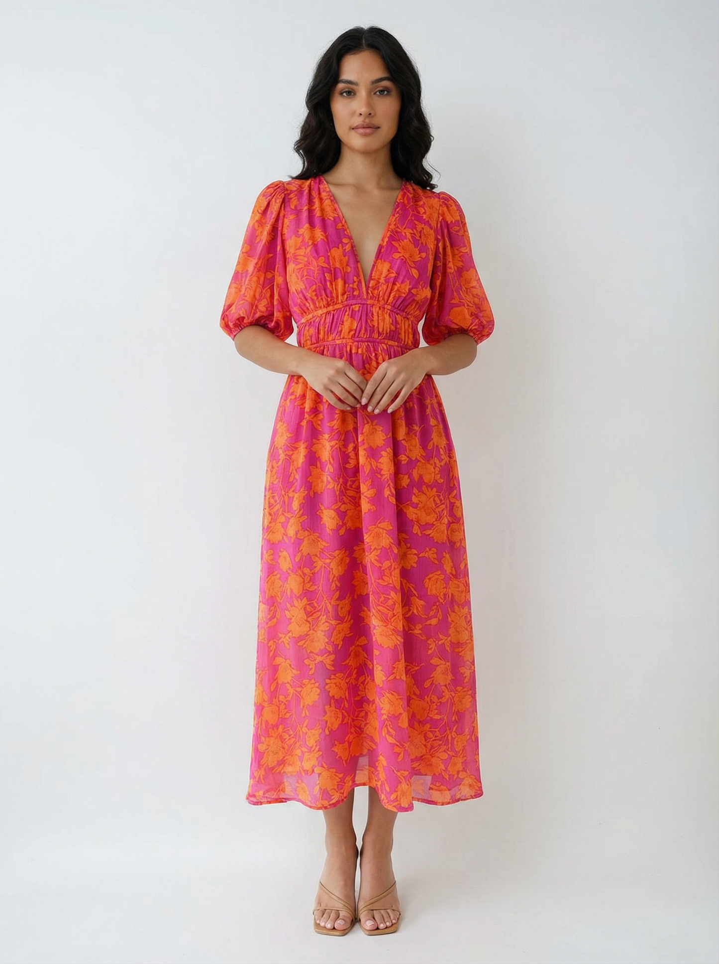Lightweight Floral Party Midi Dress