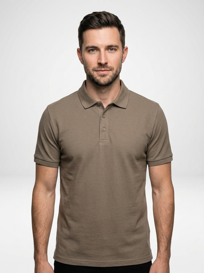 Cotton Blend Polo Shirt for Men with Athletic Fit