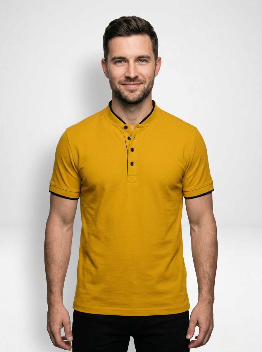 Men’s Short Sleeve Minimalist Button-Up Polo Shirt