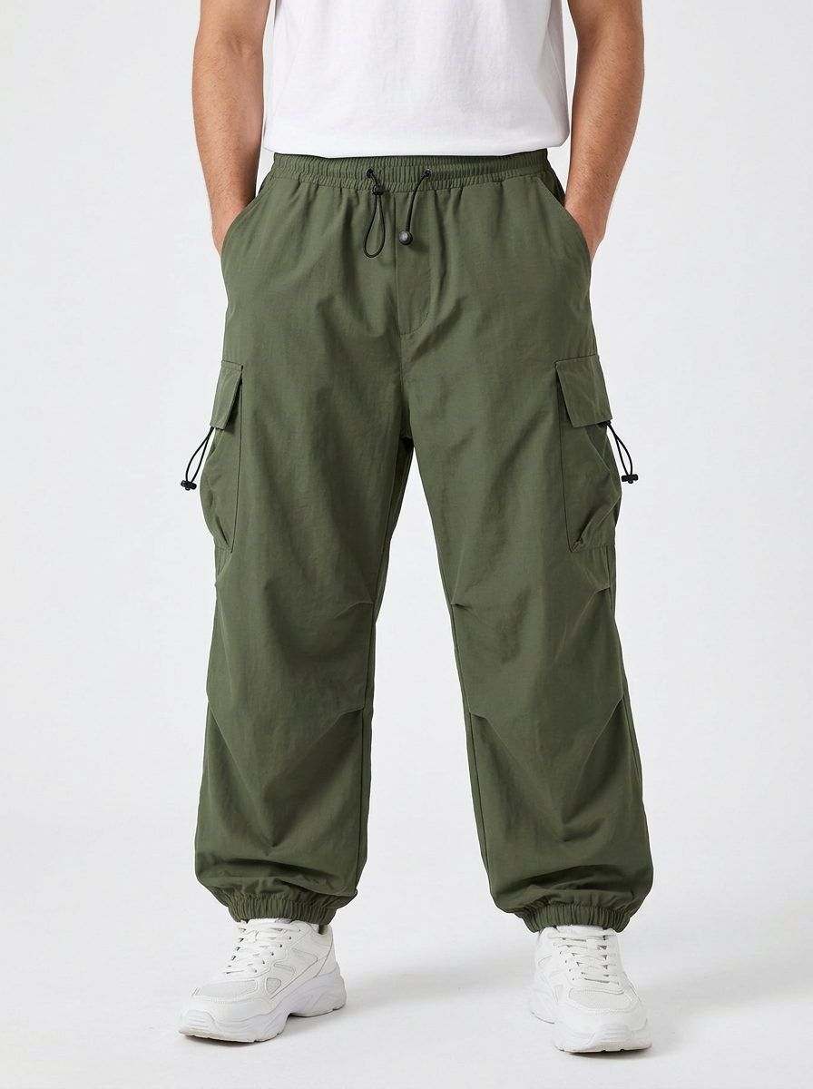 Men’s Relaxed Fit Cargo Pants with Drawstring Waist