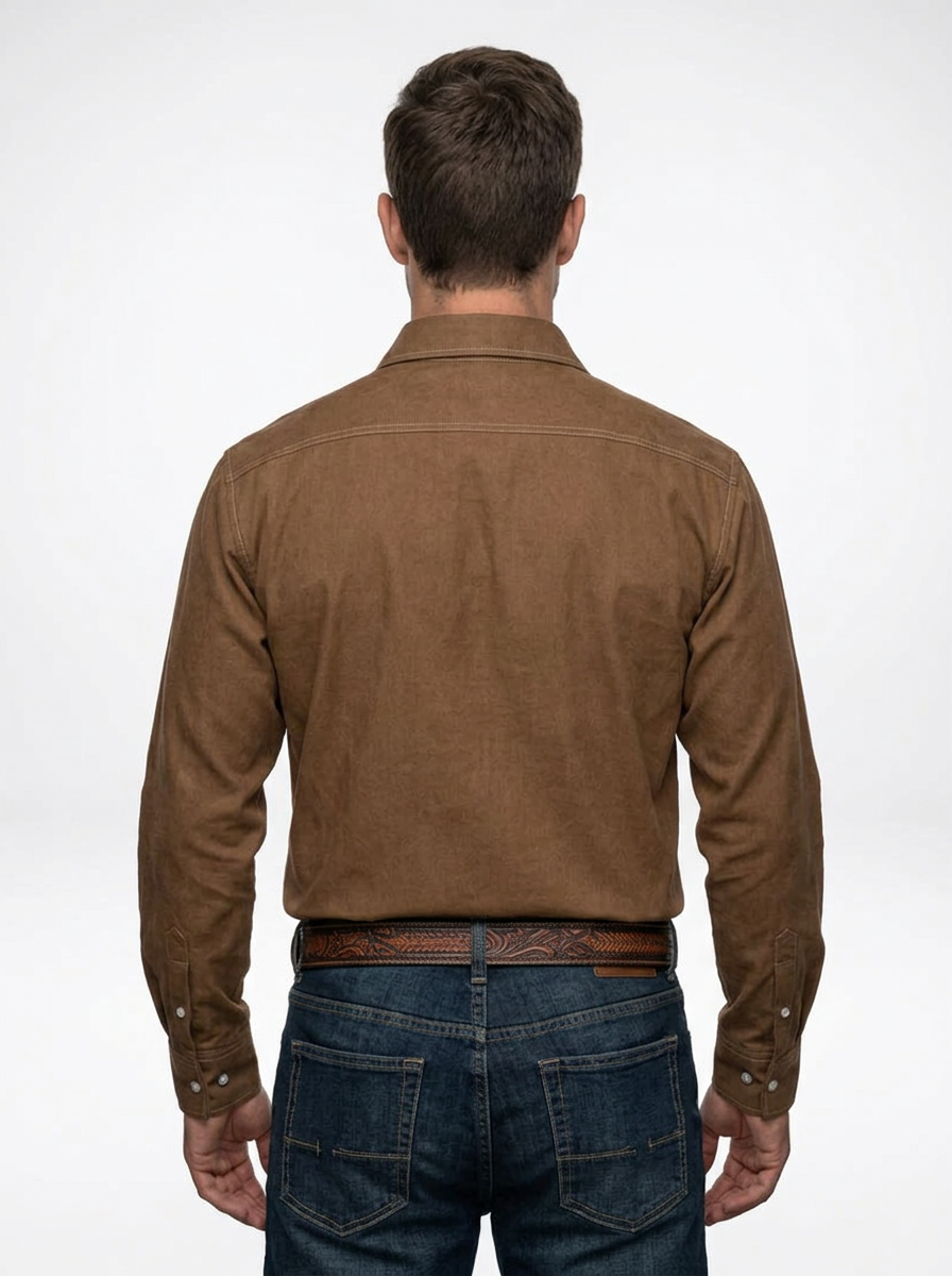 Men’s Brown Floral Print Western Style Long Sleeve Cowboy Shirt