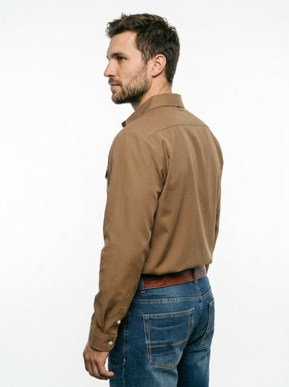 Men’s Brown Floral Print Western Style Long Sleeve Cowboy Shirt