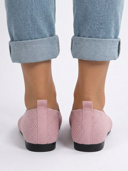 Women's Square Toe Knit Slip On Loafers