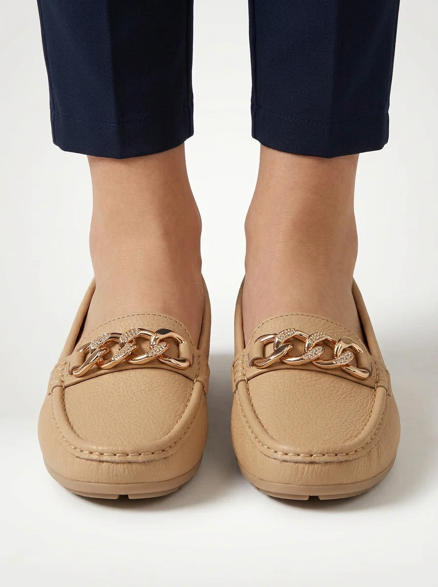 Women's Chain Detail Slip On Loafers