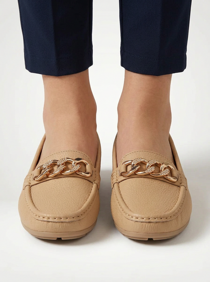 Women's Chain Detail Slip On Loafers