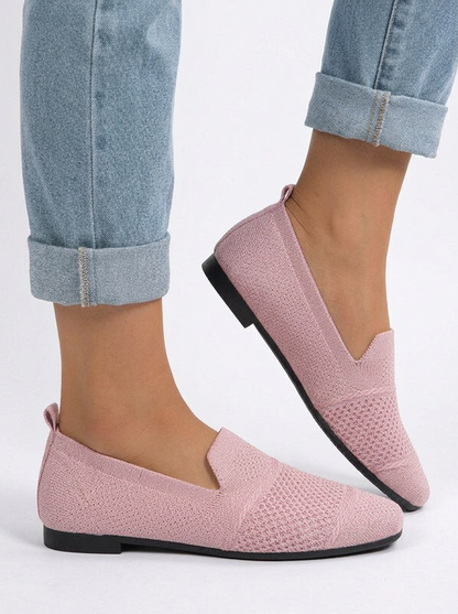 Women's Square Toe Knit Slip On Loafers