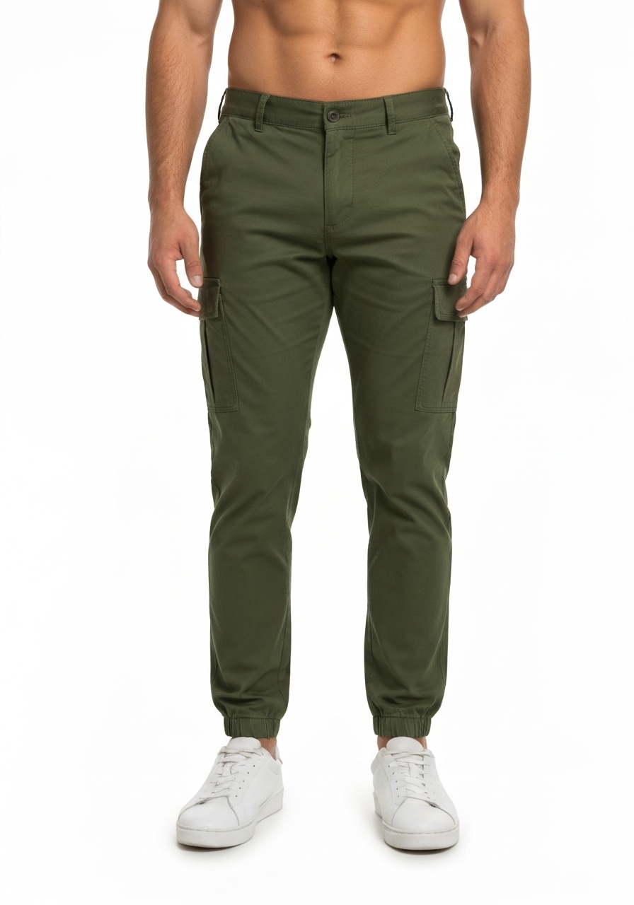 Men’s Classic Solid Color Cargo Pants with Multiple Pockets