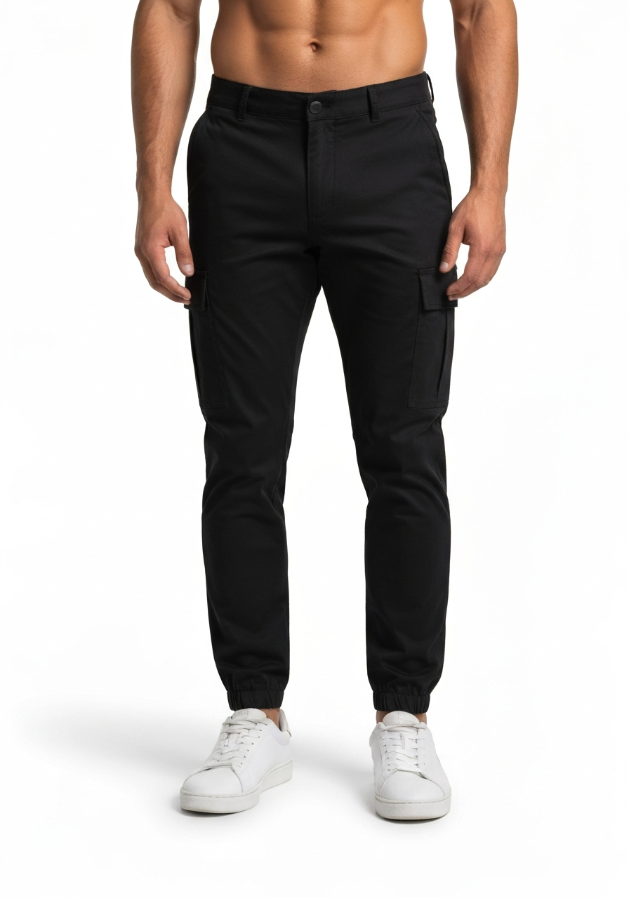 Men’s Classic Solid Color Cargo Pants with Multiple Pockets