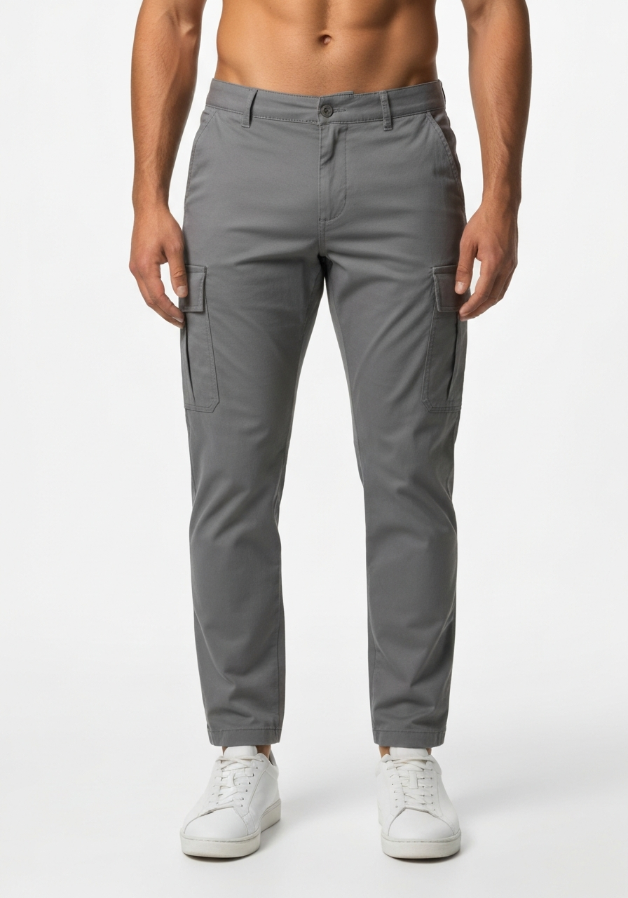 Men’s Classic Solid Color Cargo Pants with Multiple Pockets