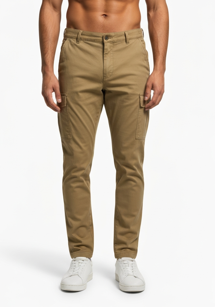 Men’s Classic Solid Color Cargo Pants with Multiple Pockets