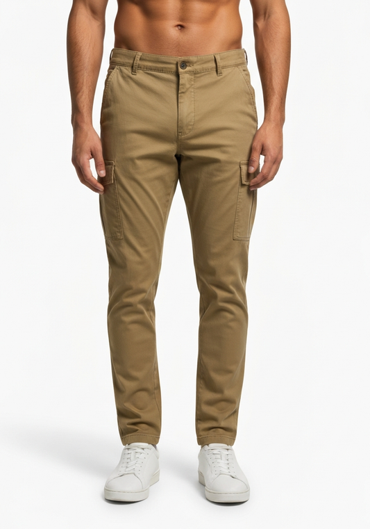 Men’s Classic Solid Color Cargo Pants with Multiple Pockets
