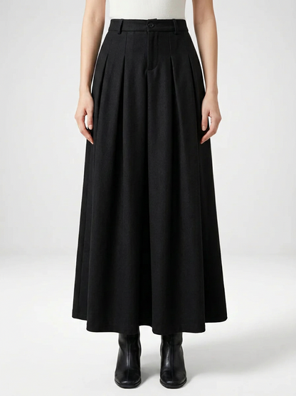 Pleated Maxi Skirt A Line Silhouette