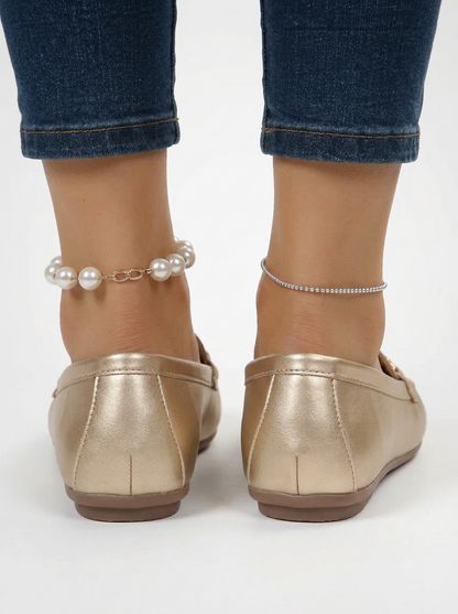 Women's Mirror Finish Round Toe Penny Loafers