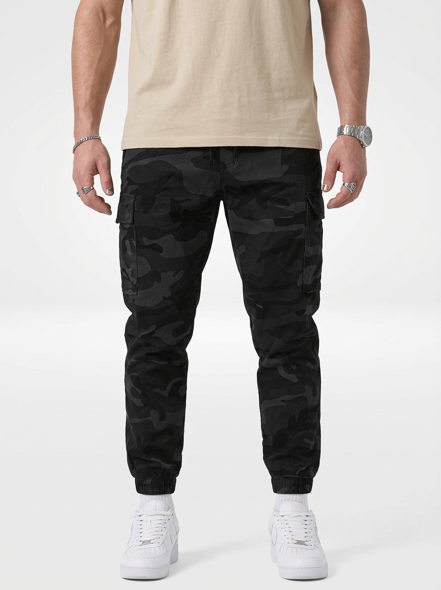 Men's Camouflage Cargo Jogger Pants with Drawstring Waist