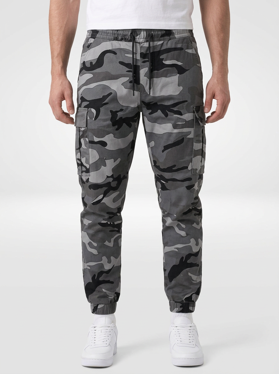 Men's Camouflage Cargo Jogger Pants with Drawstring Waist