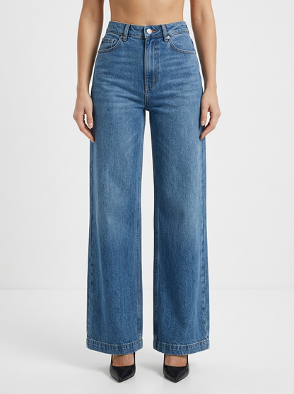 Women's High Rise Flared Wide Leg Denim Jeans