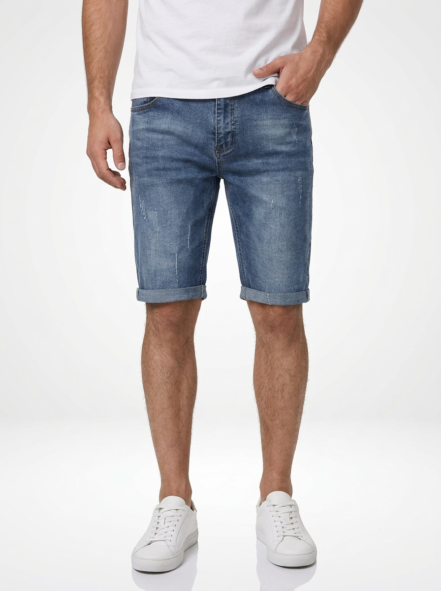 Men’s Slant Pocket Denim Jeans Shorts Regular Fit Stretch