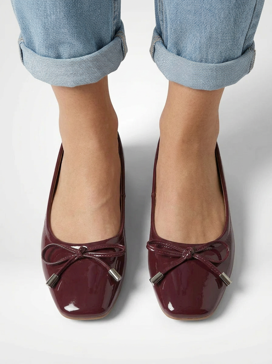 Women's Square Toe Bow Slip-On Flats