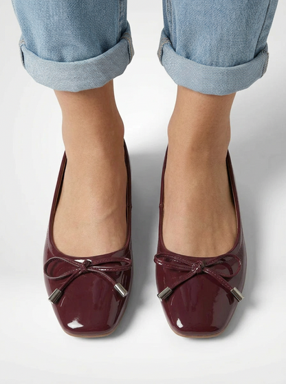 Women's Square Toe Bow Slip-On Flats