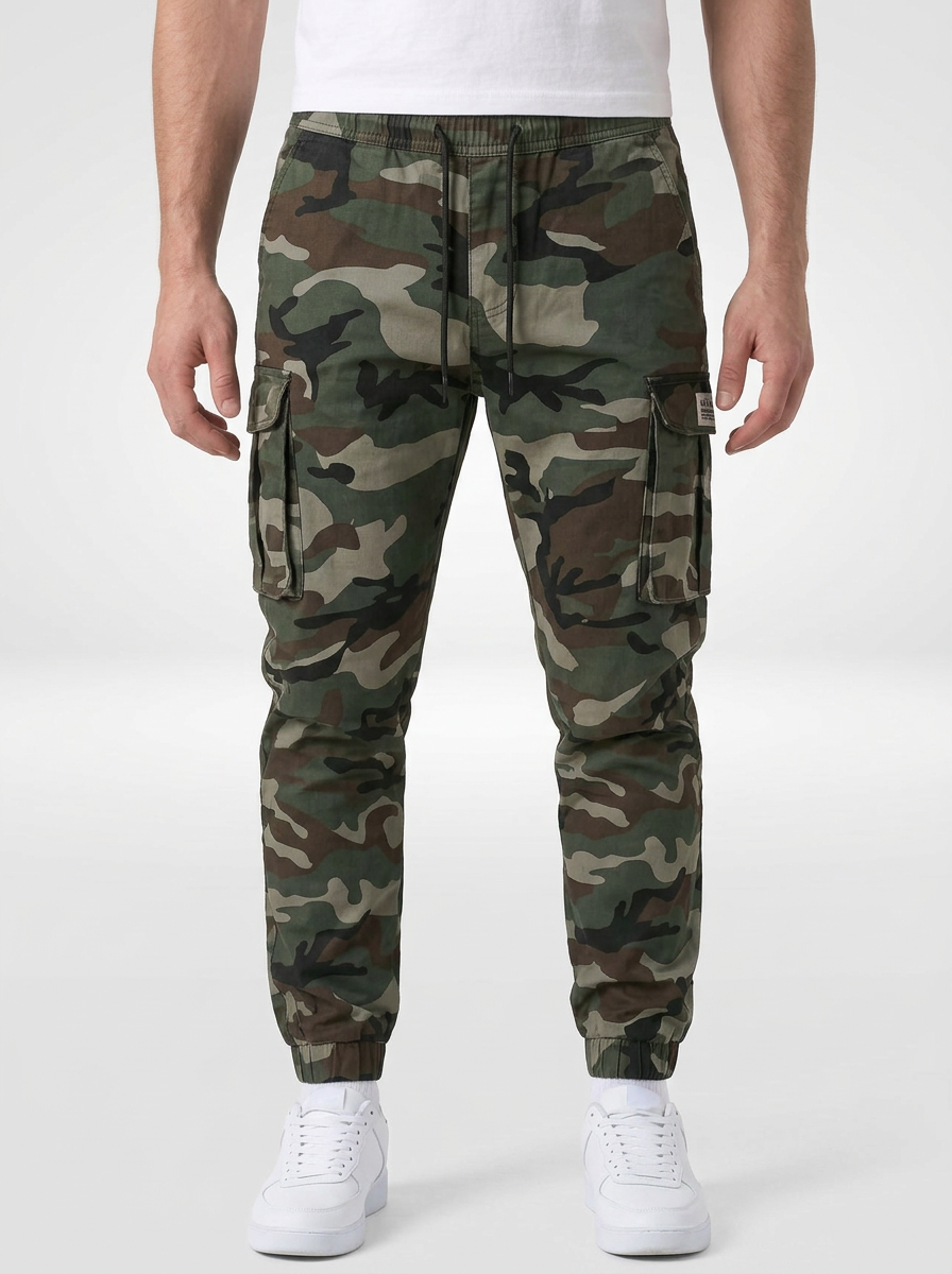 Men's Camouflage Cargo Jogger Pants with Drawstring Waist