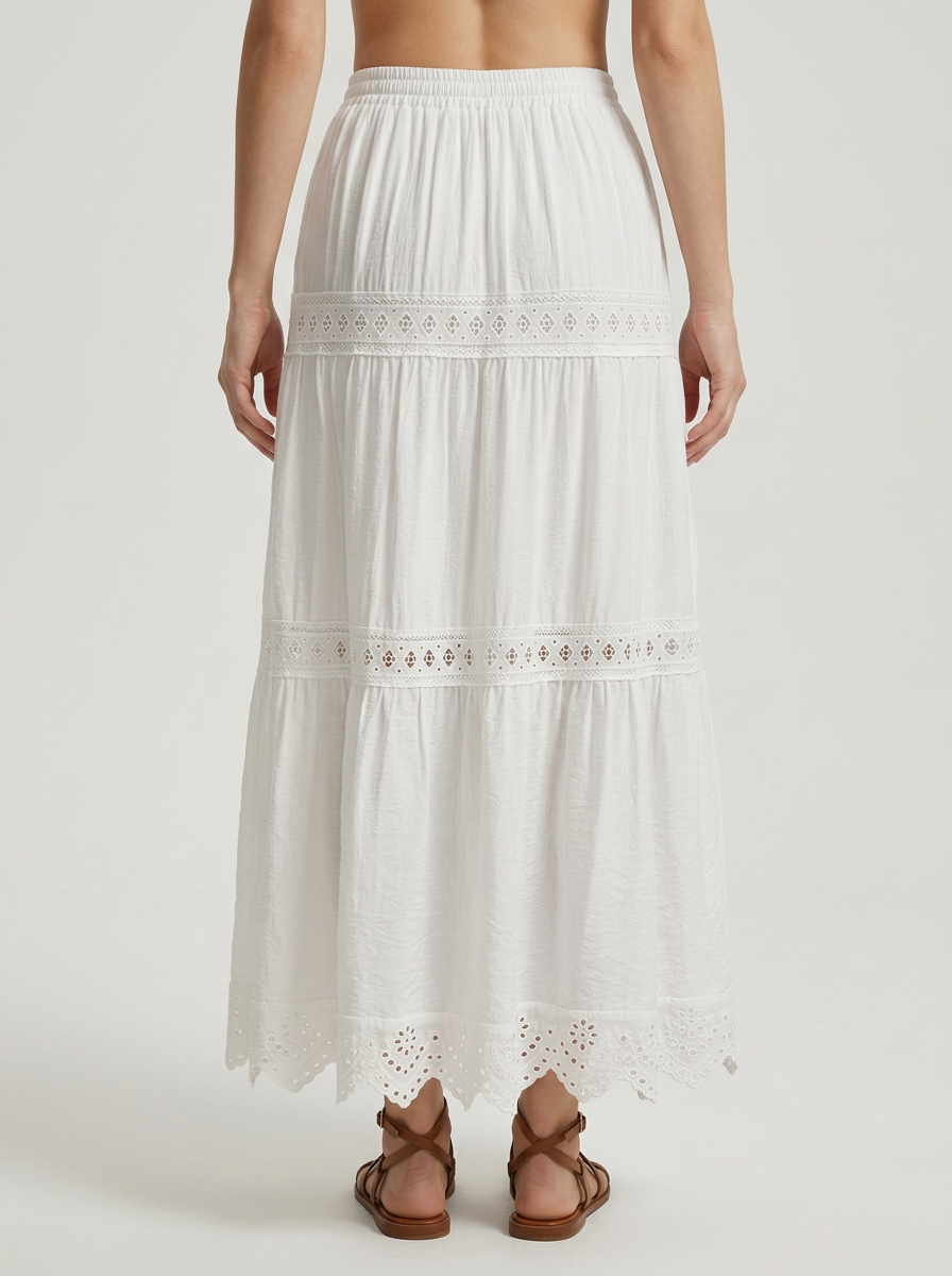Tiered Maxi Skirt with Adjustable Drawstring