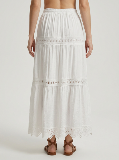 Tiered Maxi Skirt with Adjustable Drawstring