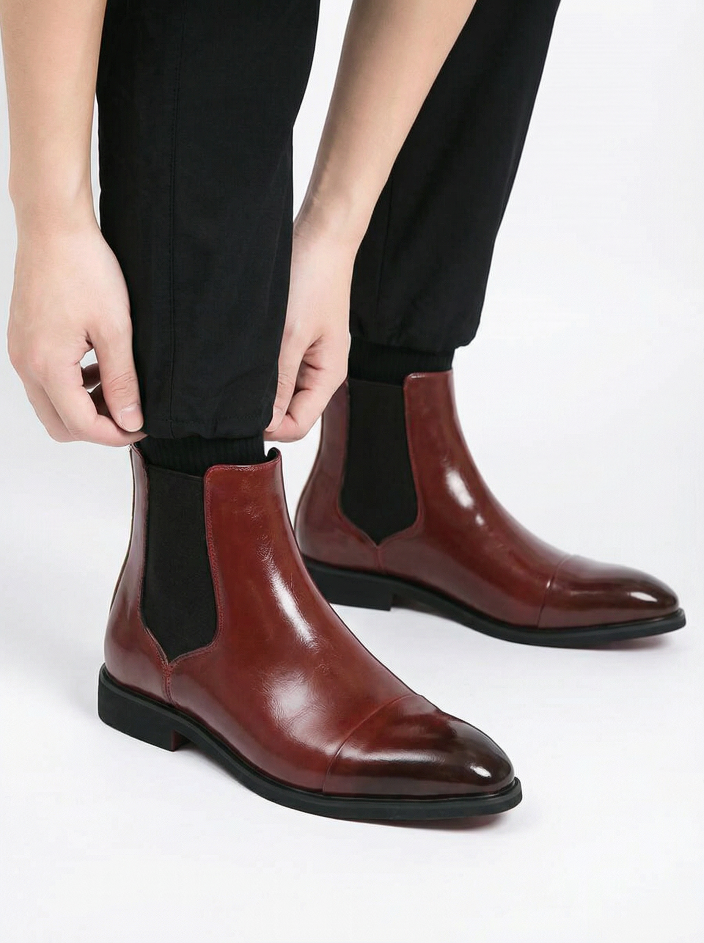 Men’s Chelsea Boots with Red Soles