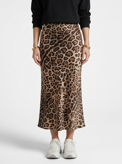 Leopard Print Long Skirt Timeless Elegant Style