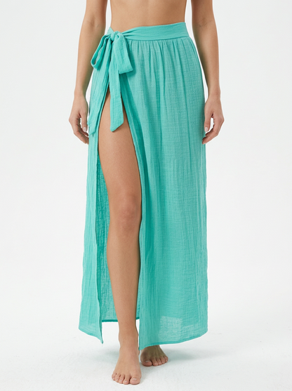 Knot Waist Beach Cover Up Maxi Skirt