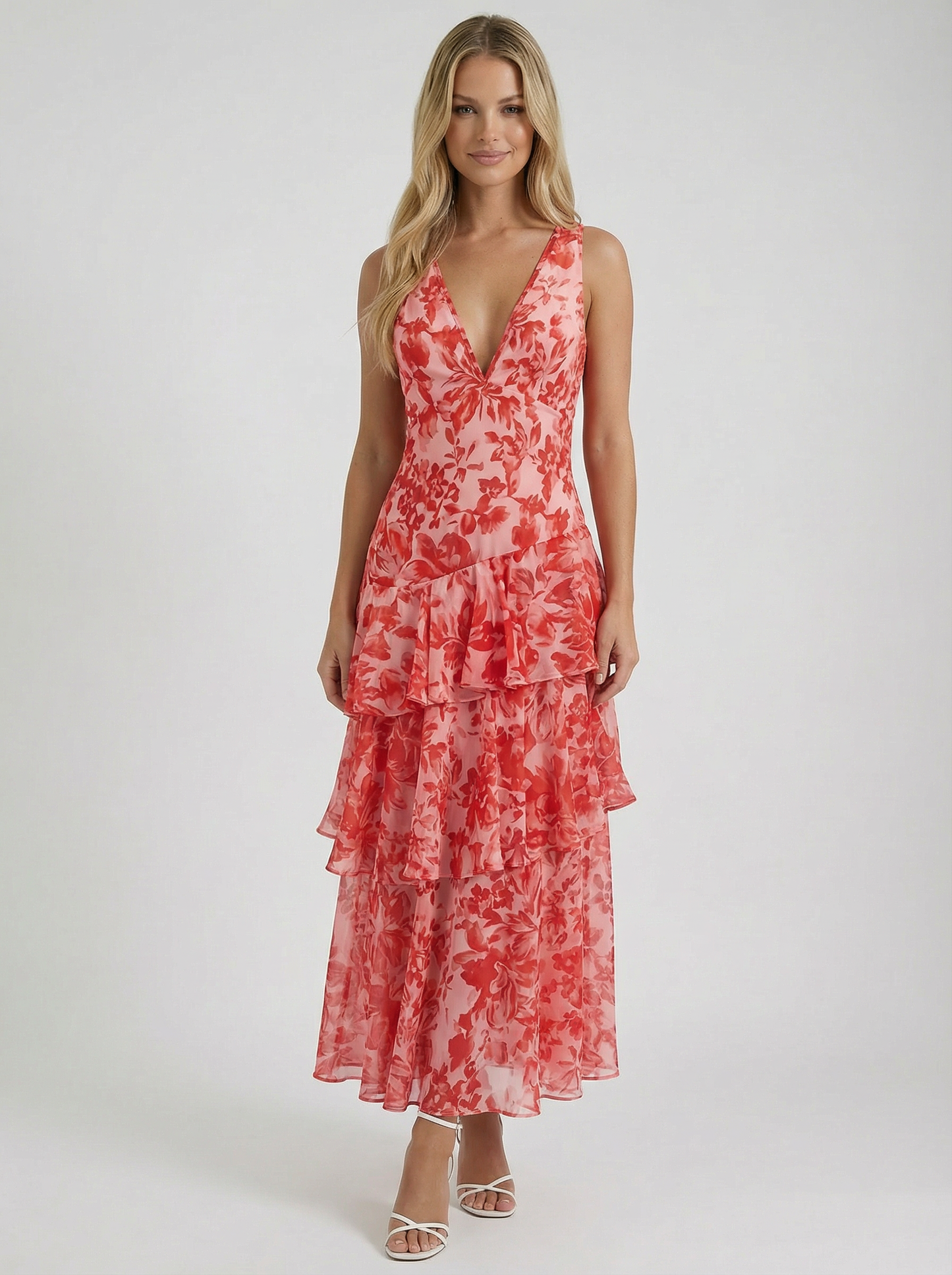 Ruffle Floral Summer Midi Dress