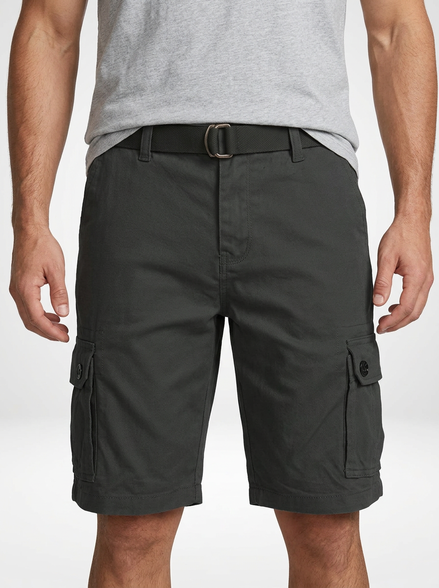 Men’s Belted Cotton Cargo Shorts