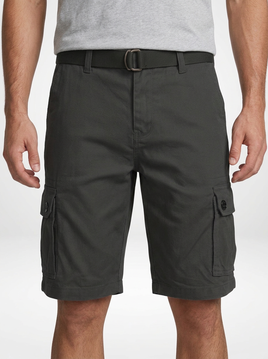 Men’s Belted Cotton Cargo Shorts