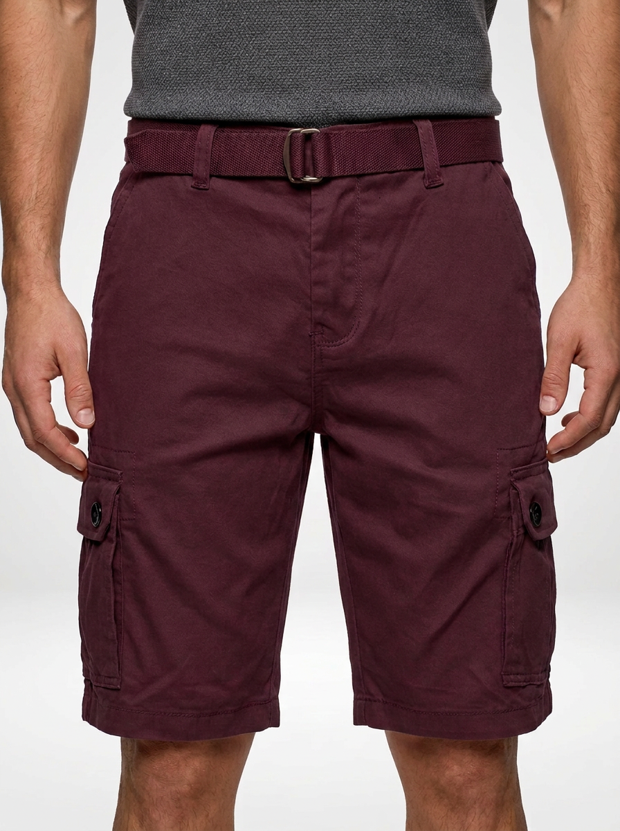 Men’s Belted Cotton Cargo Shorts