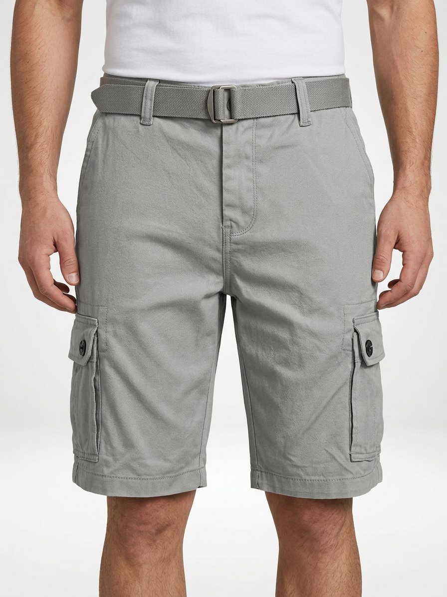 Men’s Belted Cotton Cargo Shorts
