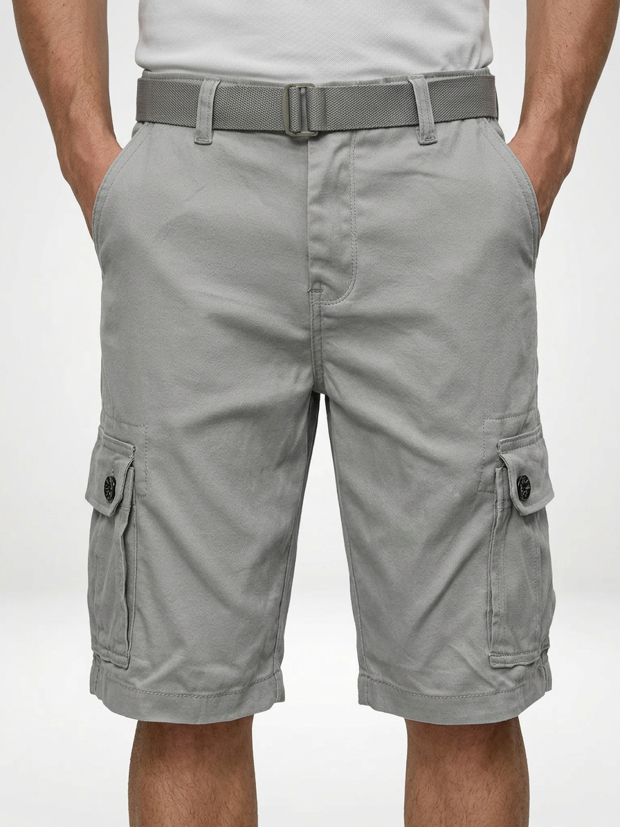 Men’s Belted Cotton Cargo Shorts