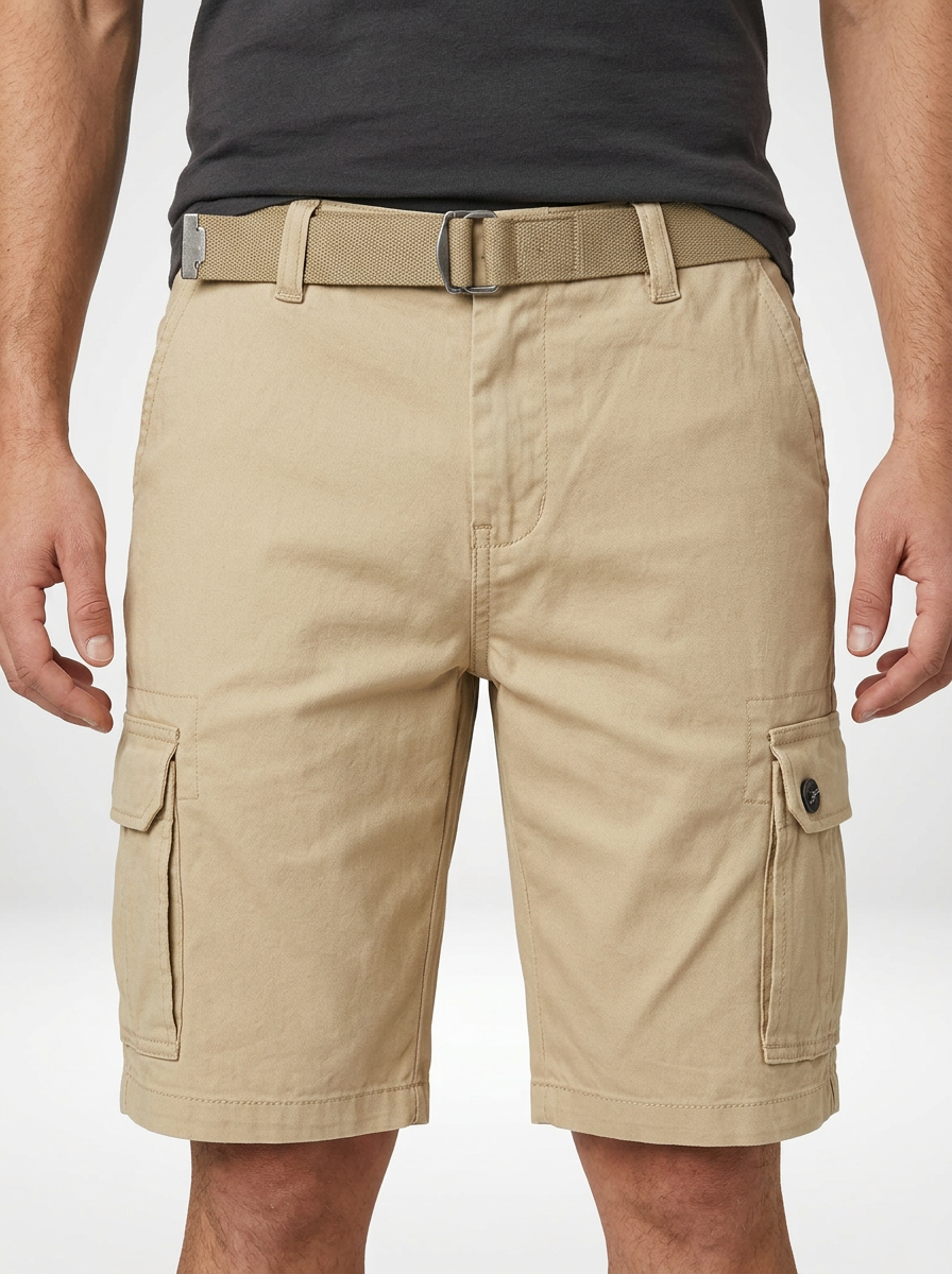 Men’s Belted Cotton Cargo Shorts
