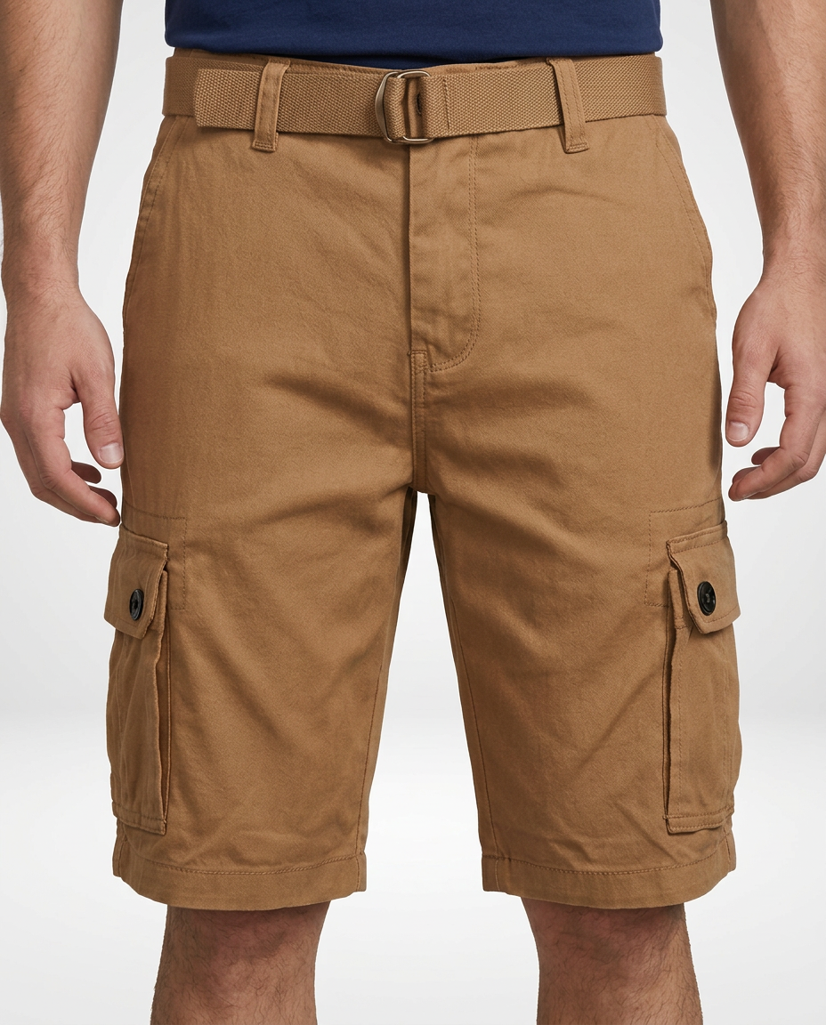 Men’s Belted Cotton Cargo Shorts