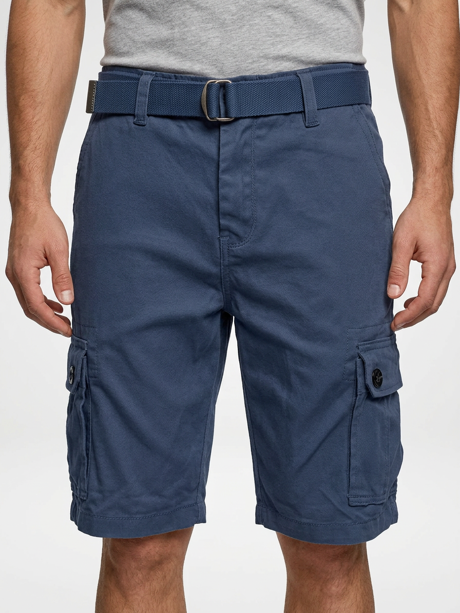 Men’s Belted Cotton Cargo Shorts