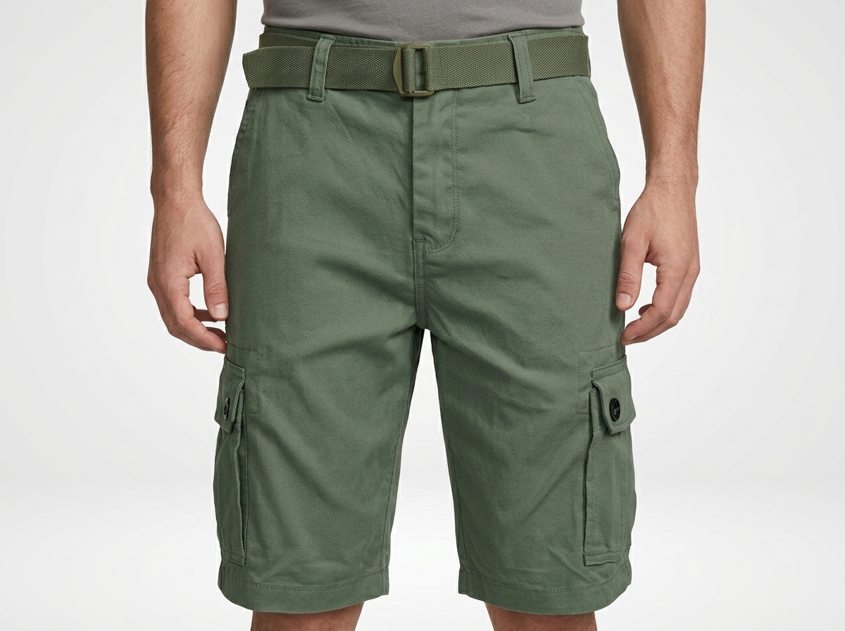 Men’s Belted Cotton Cargo Shorts