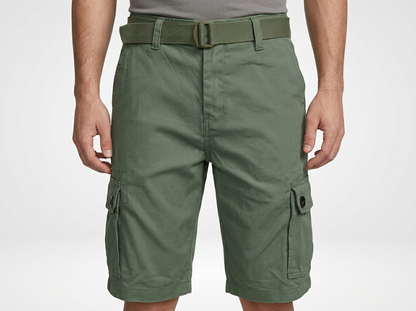 Men’s Belted Cotton Cargo Shorts