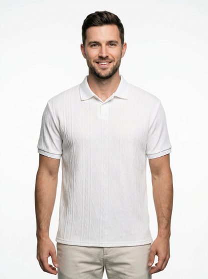 Contemporary Men’s Short Sleeve Textured Knit Polo Shirt