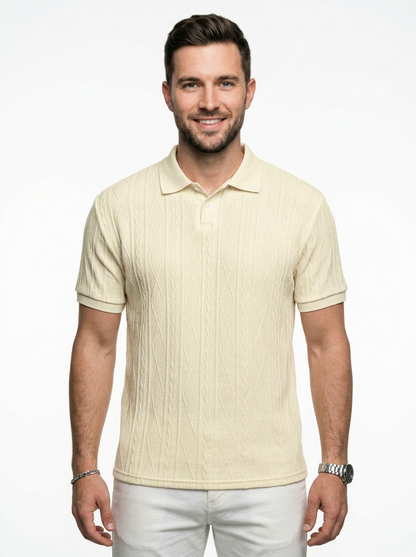 Contemporary Men’s Short Sleeve Textured Knit Polo Shirt