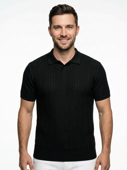 Contemporary Men’s Short Sleeve Textured Knit Polo Shirt