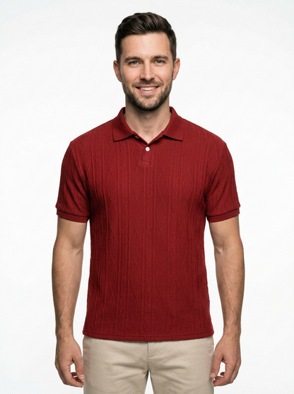 Contemporary Men’s Short Sleeve Textured Knit Polo Shirt