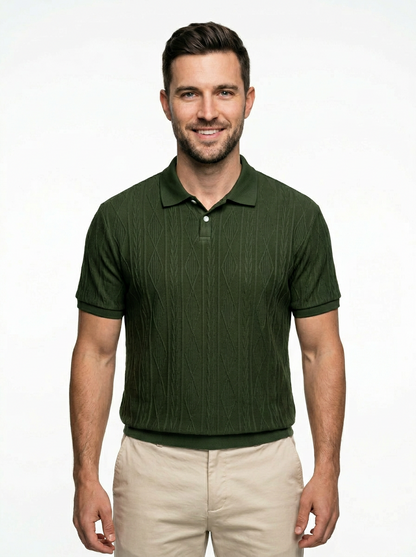 Contemporary Men’s Short Sleeve Textured Knit Polo Shirt