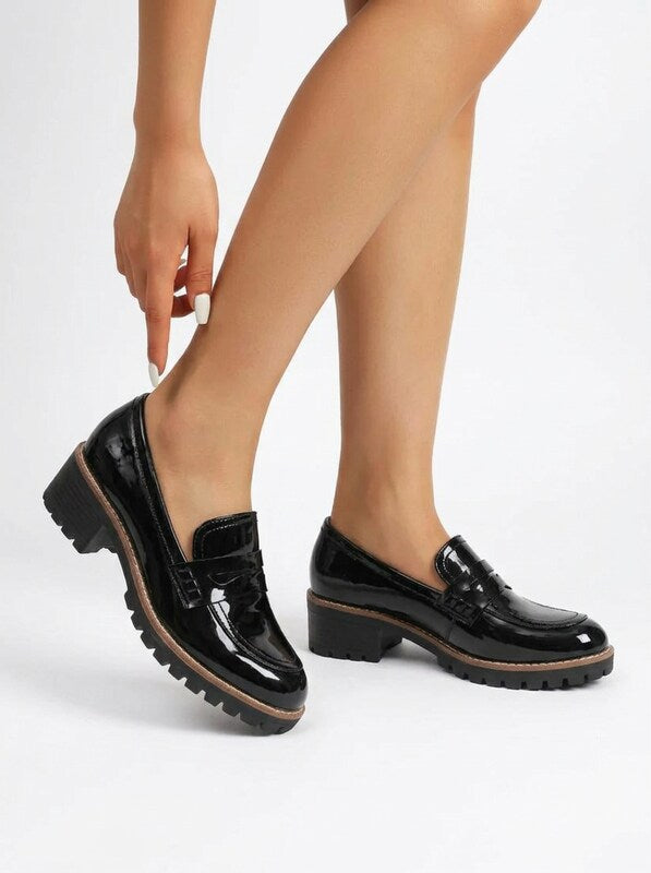 Women's Chunky Platform Almond Toe Loafers