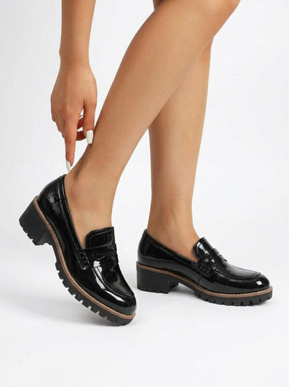 Women's Chunky Platform Almond Toe Loafers