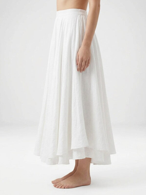 Women's Bohemian Linen Maxi Skirt with Flowing Silhouette